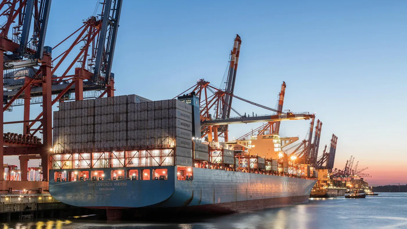 Container ship at a cargo terminal